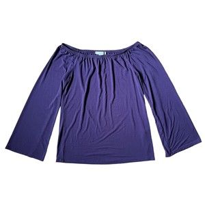 White House Black Market Women's Purple Off Shoulder Blouse Top Shirt Sz S